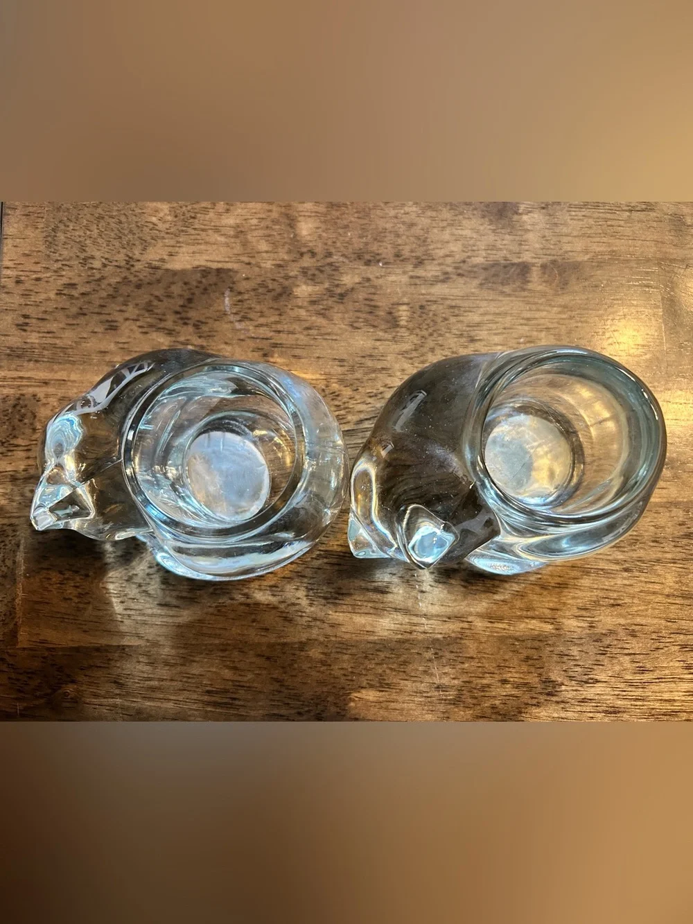 Vintage Indiana Glass Sleeping Cat Votives (Set of 2)